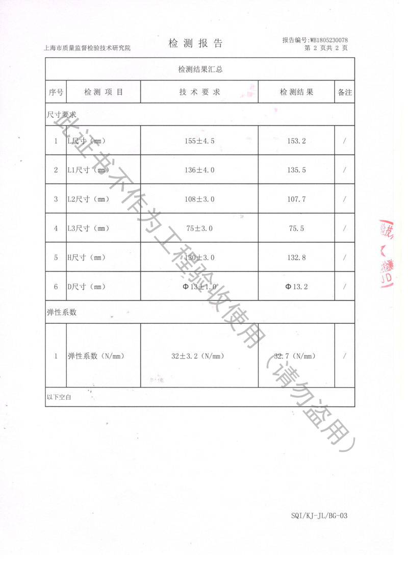 2018年JB型风机弹簧减振器检验报告 2018年JB型风机弹簧减振器检验报告